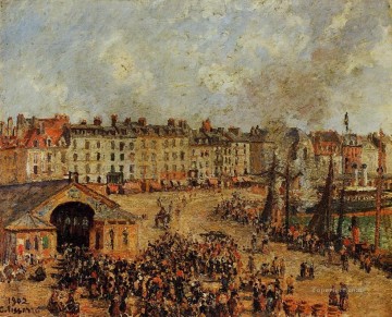 パリ Painting - 魚市場のディエップ 2 1902年 カミーユ・ピサロ パリジャン